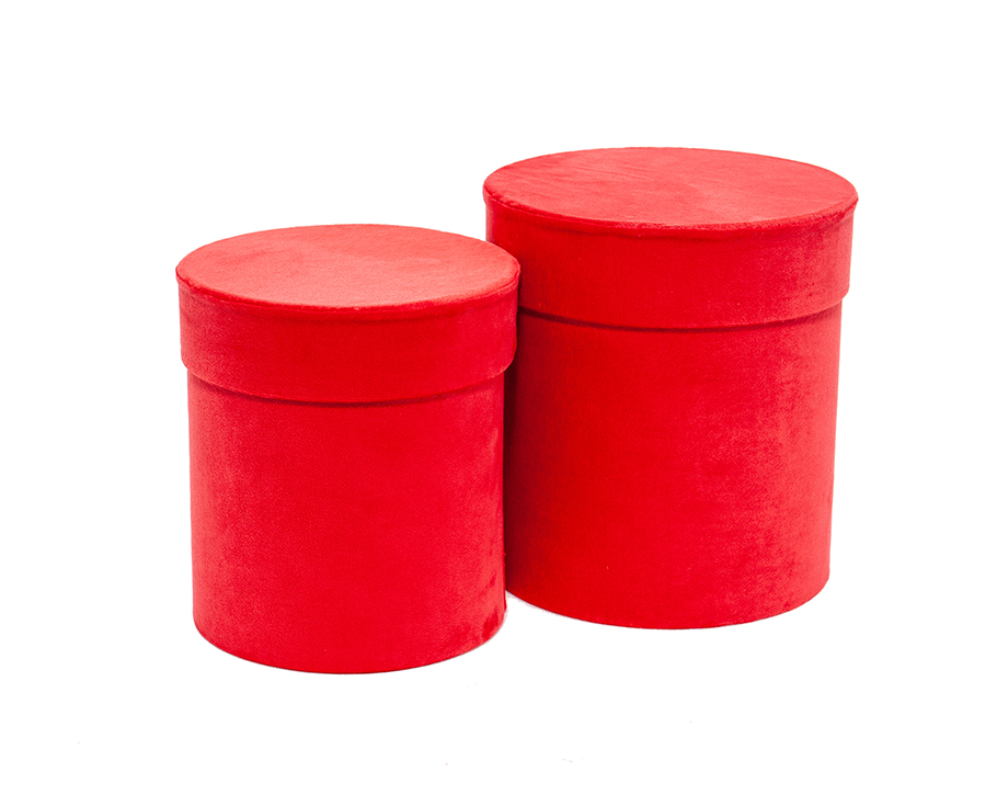 SCATOLE VELVET S/2PZ. H18,5-21 D17-19CM. ROSSO