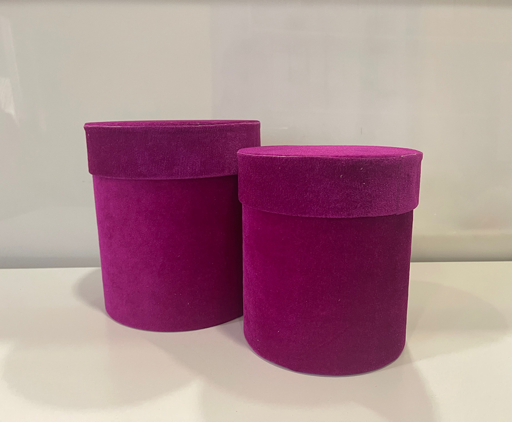 SCATOLE VELVET S/2PZ. H18,5-21 D17-19CM. FUXIA