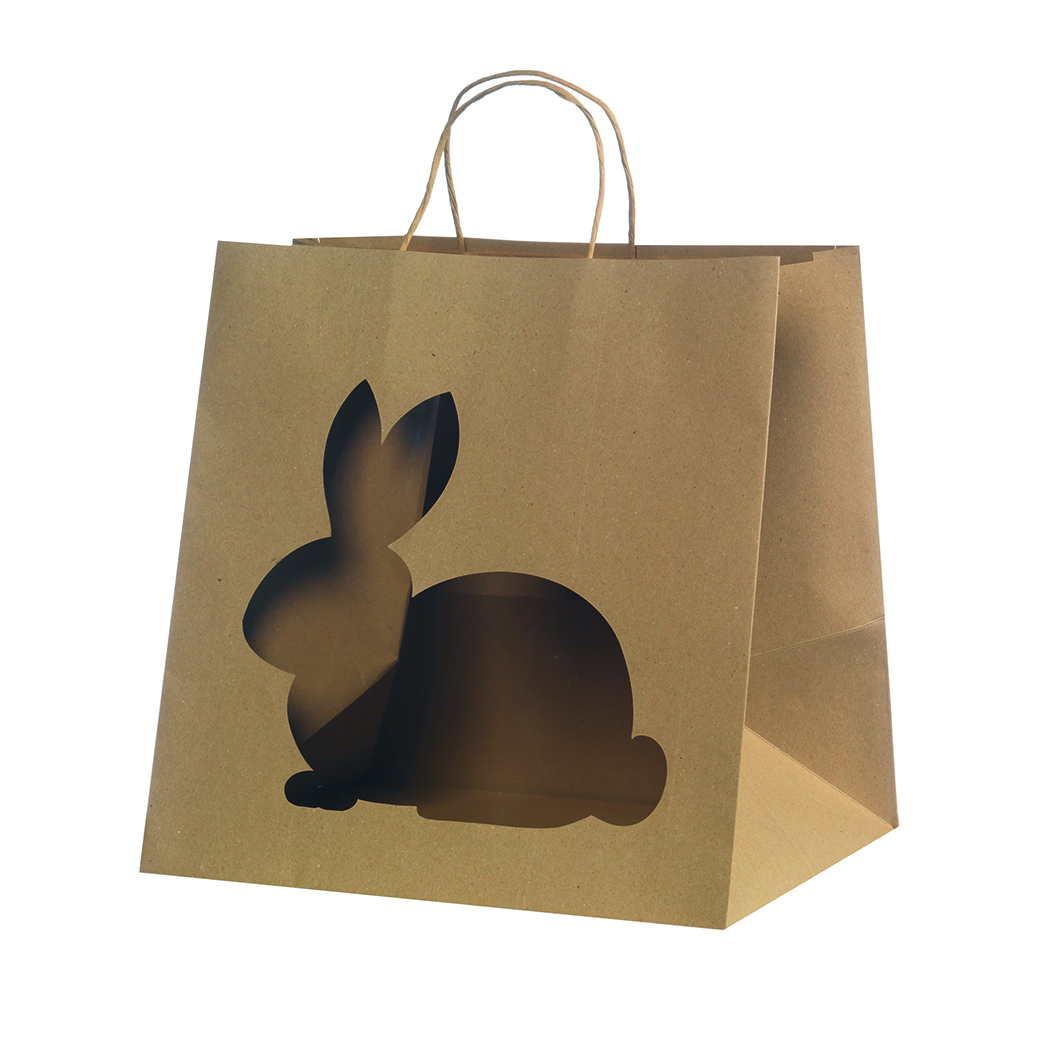 SHOPPER BUNNY KRAFT 35X32+25CM. 12PZ.