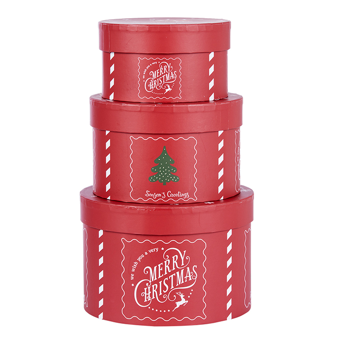 SCATOLE TONDE S/3PZ. D12-14-16 H7-9-11CM. RED