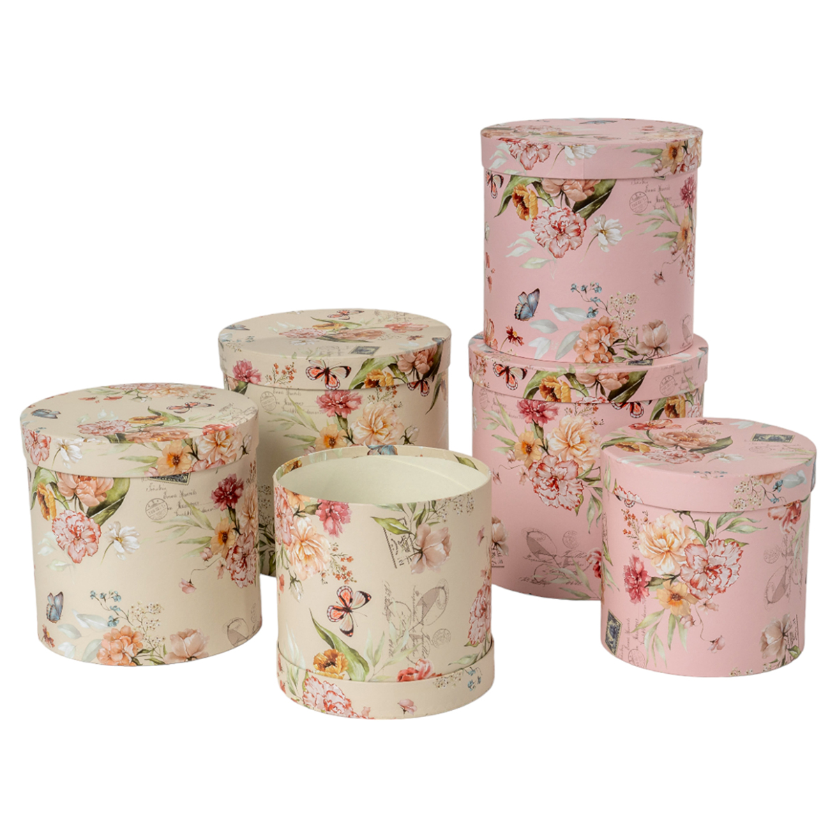 SCAT.TONDE FLOR S/3PZ D16-18-20 H16-18-20CM. CRM