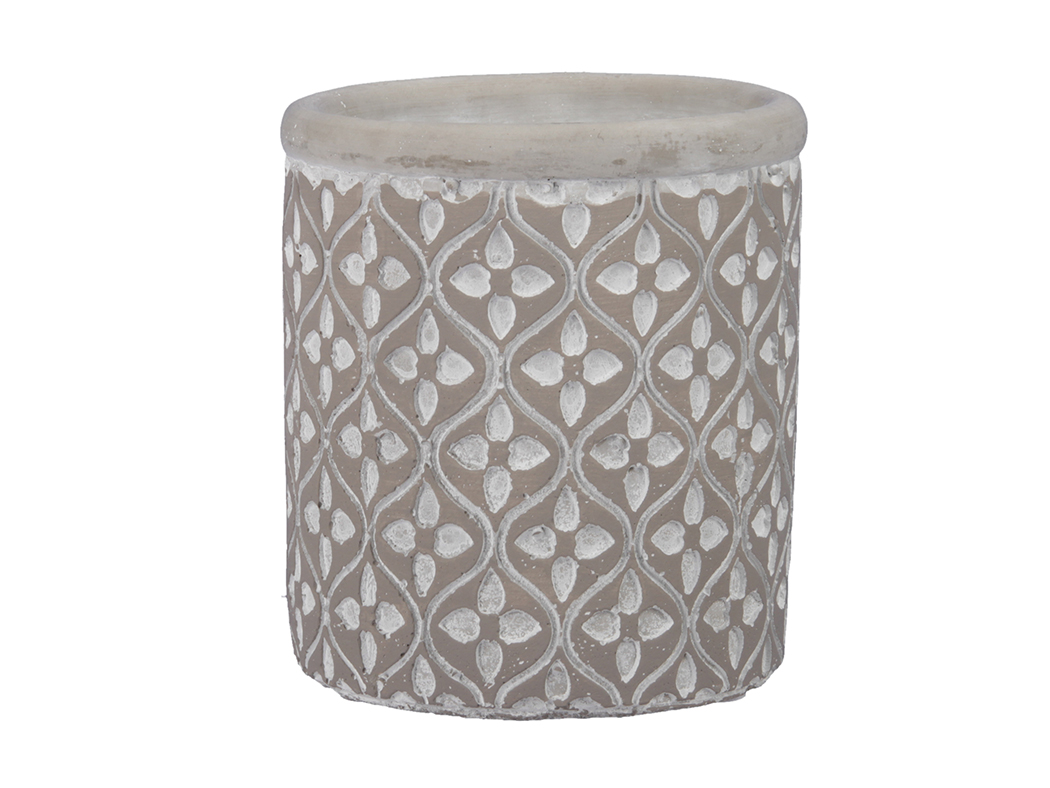 VASO CEM.C/FIORI H11,5 D10,5CM. GRIGIO