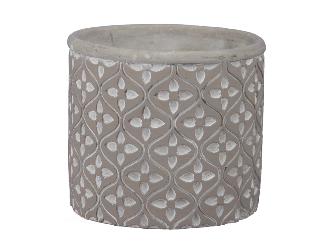 VASO CEM.C/FIORI H13 D13,5CM. GRIGIO
