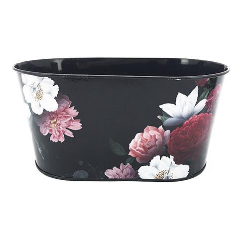 OVALE LATTA H11 22,5X13,5CM. NERO C/ROSE