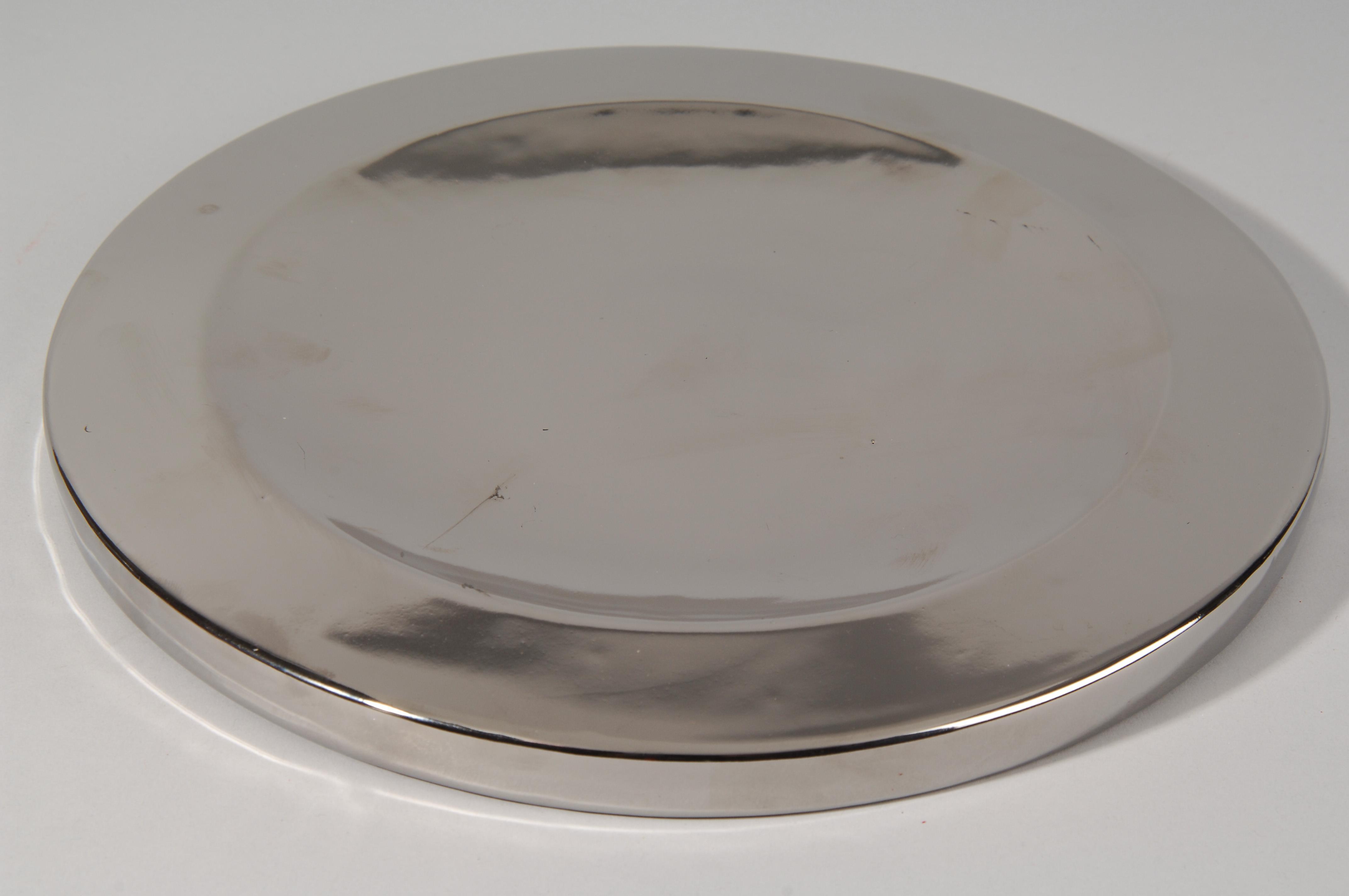 PIATTO CERAM. D395X25CM. SILVER