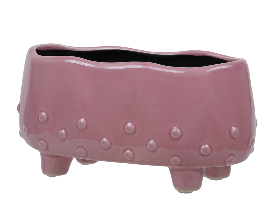 VASO OVALE C/PIEDINI H11 D22X12CM. ROSA
