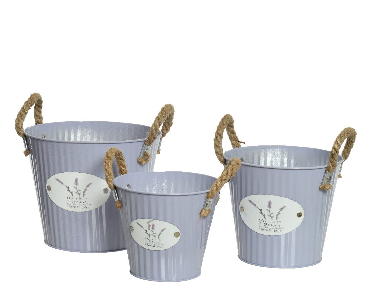 VASO ZINCO S/3PZ. H17-15-13 D20-17-15CM. LILLA
