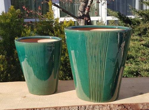 VASO CER.DORA OVL S/2PZ. H35-29 D32X21 24X16CM. VRD