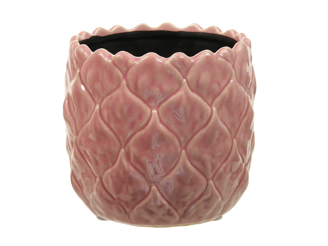 VASO TONDO PINEAPPLE D14 H13CM. ROSA