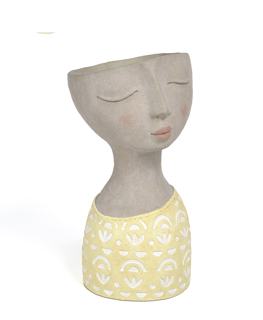 TESTA DONNA RESINA D15 H28CM. GIALLO