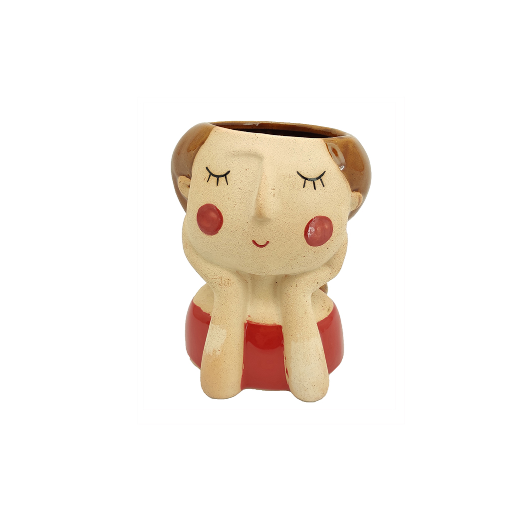 TESTA DONNA ABITO ROSSO 12,5X10 H16CM.