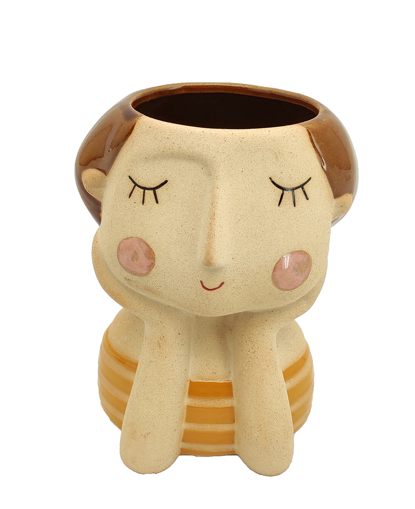 TESTA DONNA ABITO GIALLO 16X13 H21,5CM.