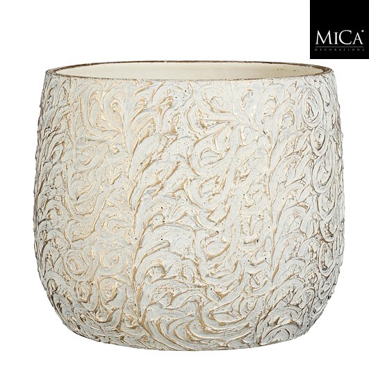 VASO ARTHUR TONDO D32 H25,5CM. OFF WHITE GOLD
