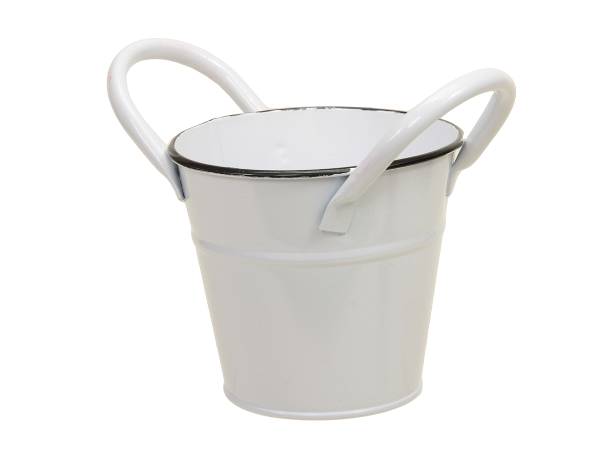 VASO MET. C/MANICI D11 H10CM. 2PZ. BIANCO