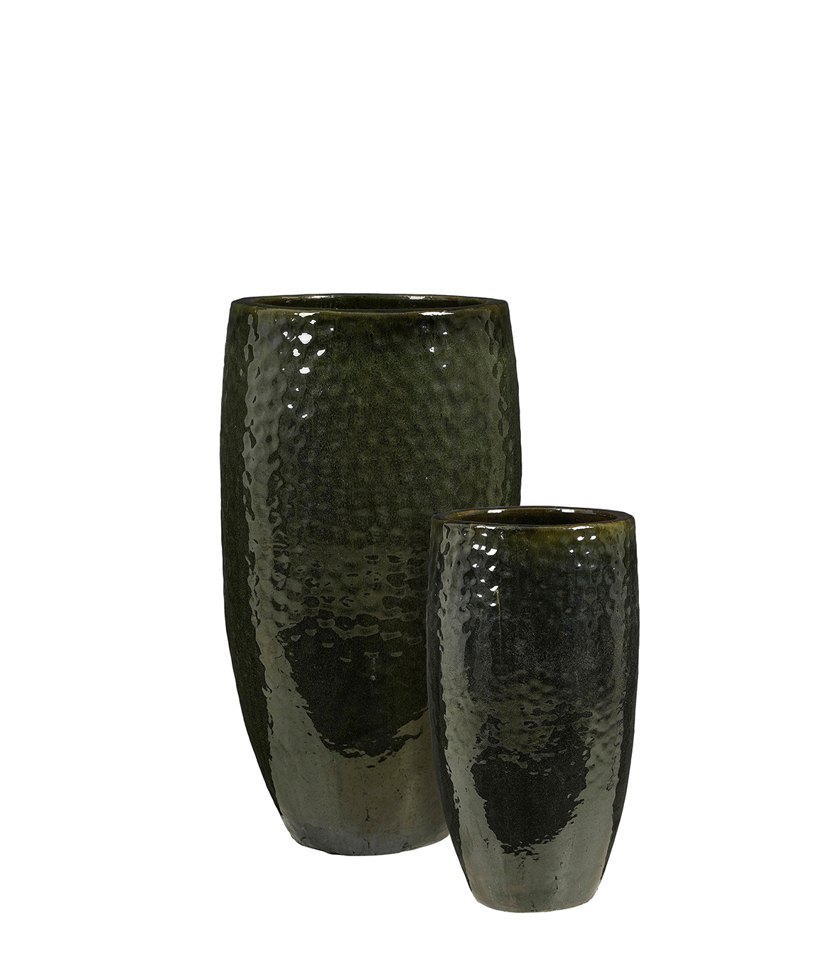 VASO VULCANO S/2PZ. D35-47 H64-88CM. DK GREEN