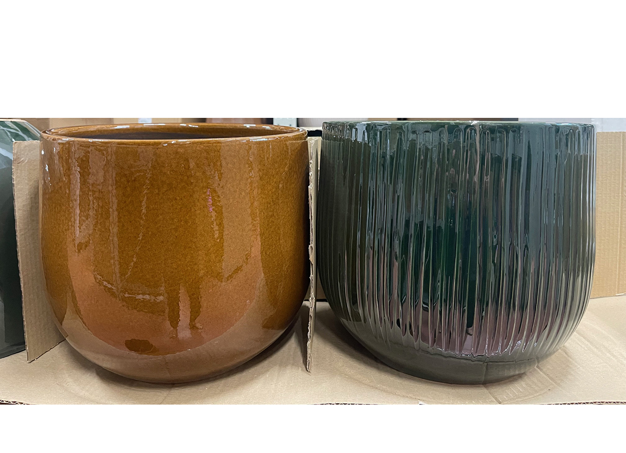 VASO 2PZ D29 H25CM. ORAN.LISCIO+VERDE RIG.