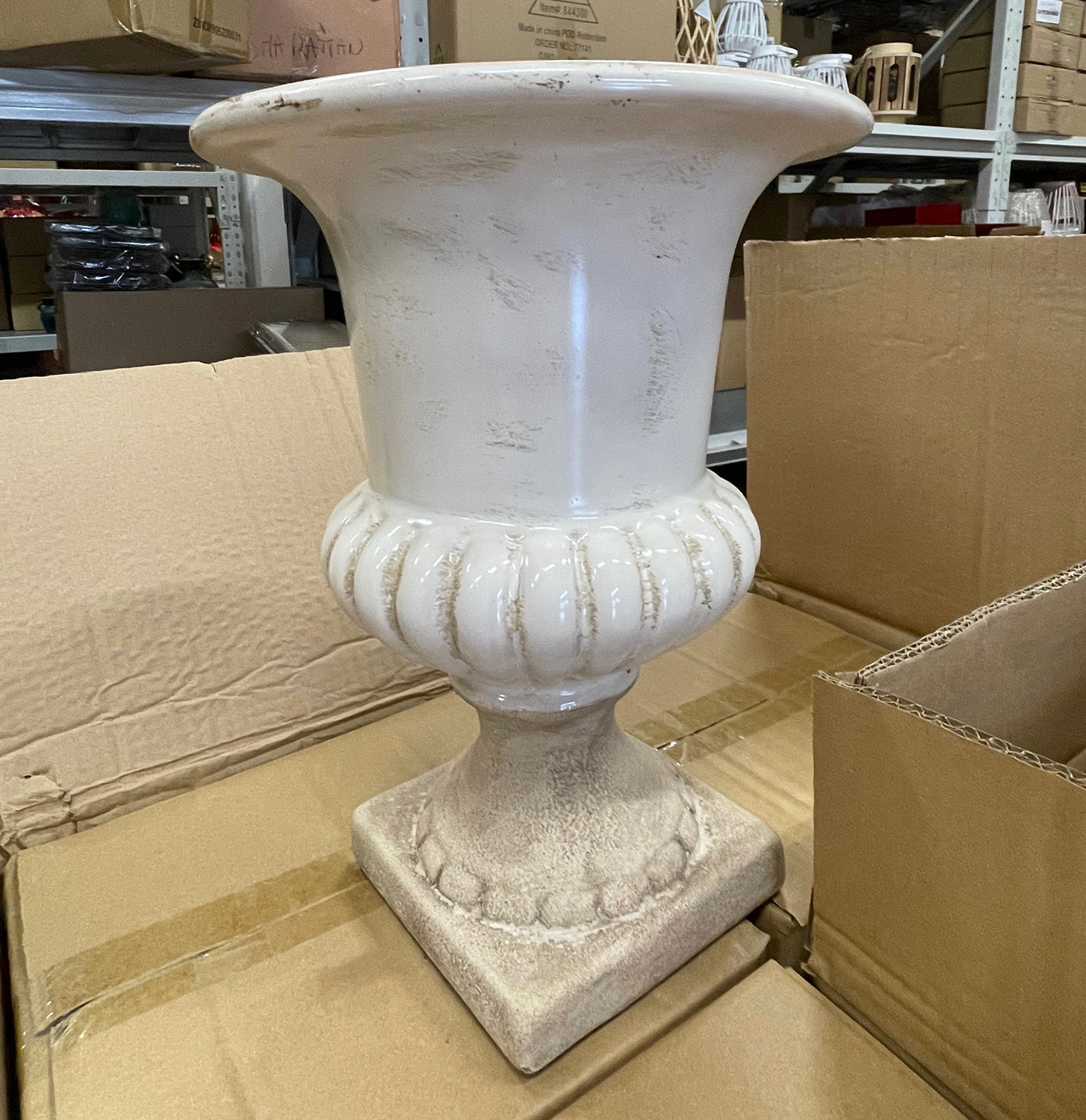 ANFORA CERAMICA D22 H29CM. CREMA LUCIDO