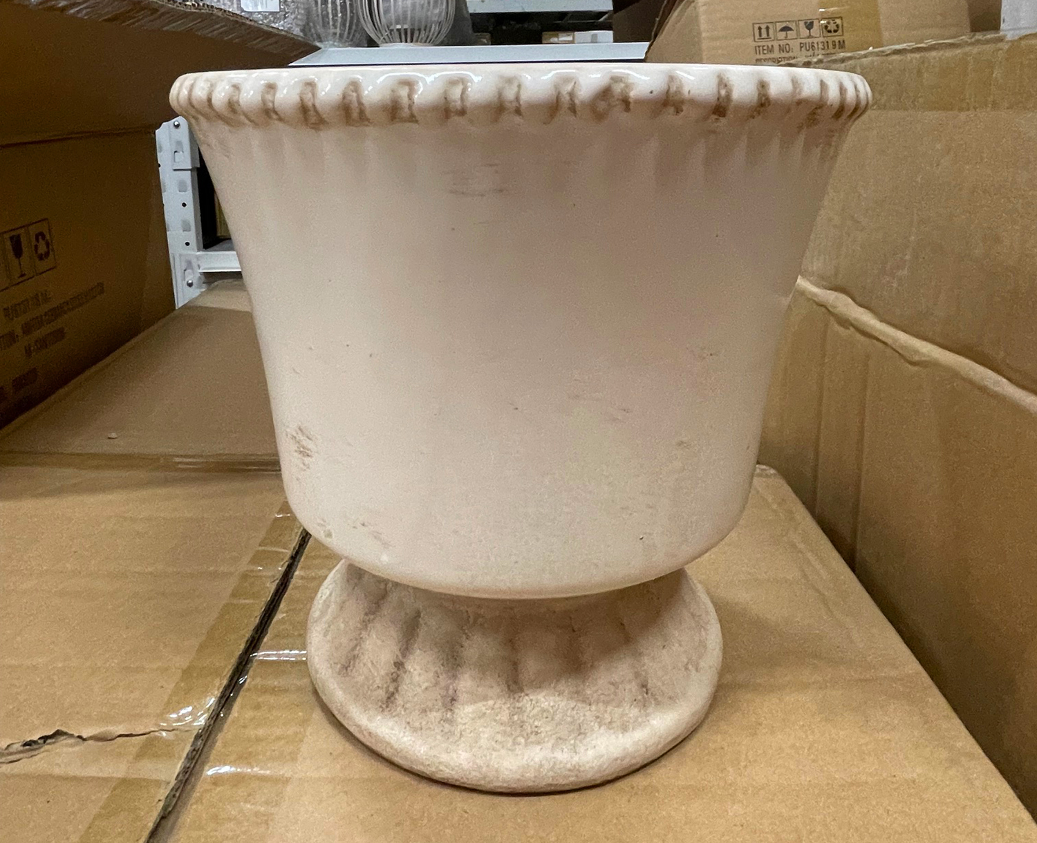 ANFORA CERAMICA D18,5 H17,5CM. CREMA LUCIDO
