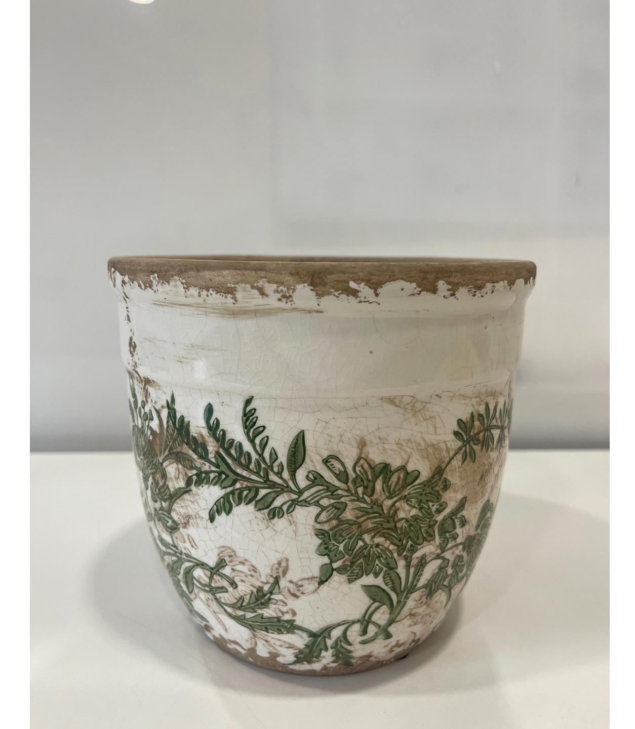 VASO FLOREALE D16 H14CM. 2PZ. BIANCO VERDE