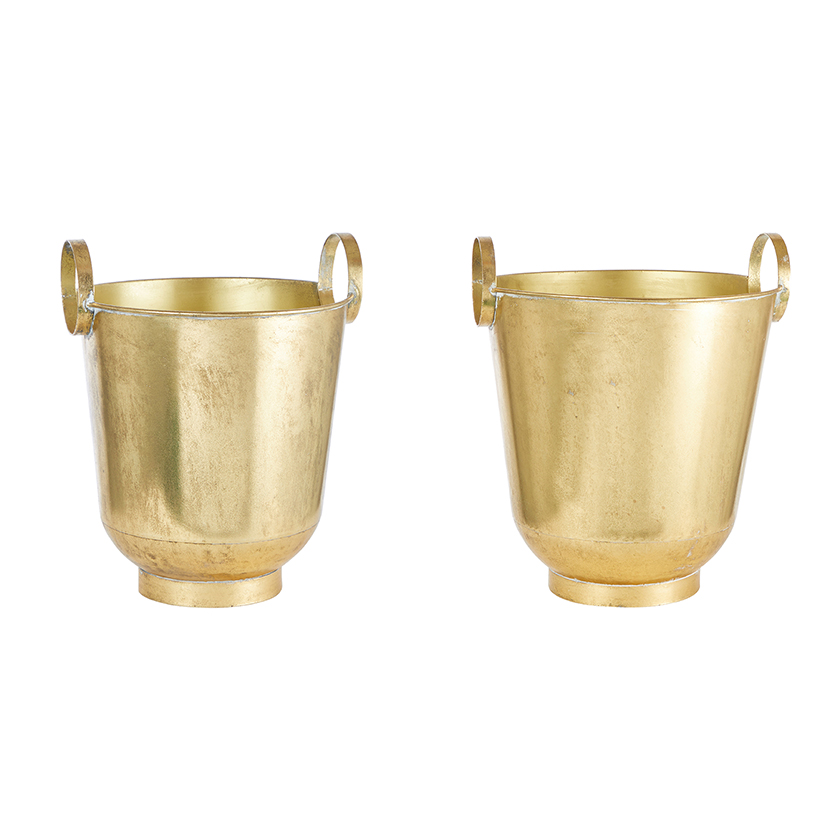 VASI MET. C/MANICI S/2PZ. D28-34 H30-36CM. ORO