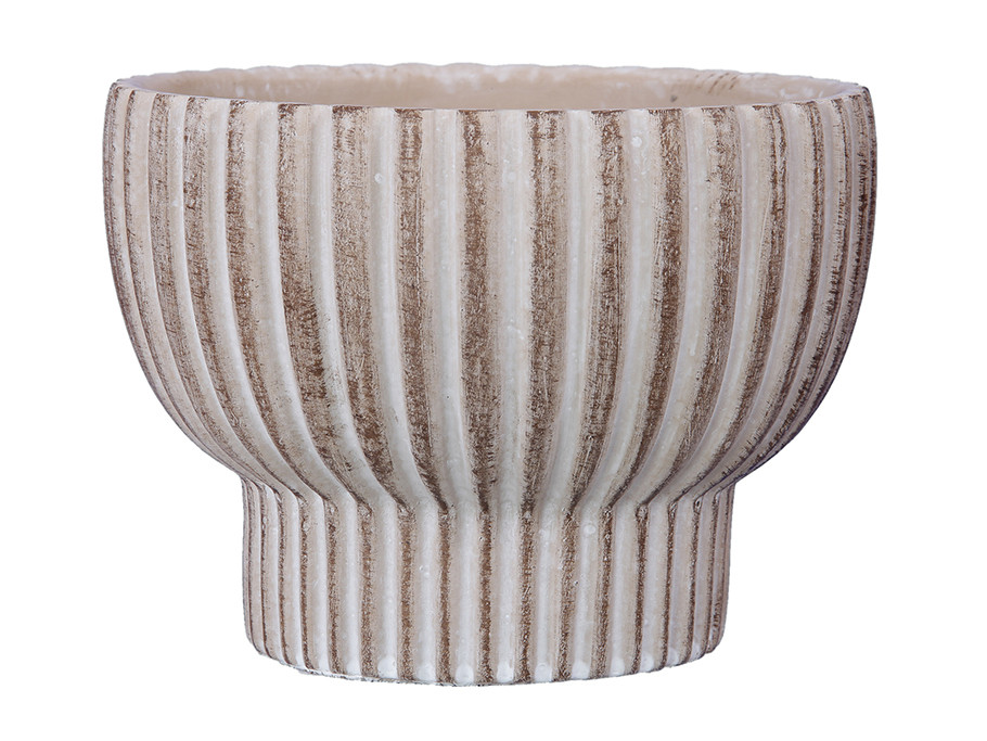 VASO CEM. C/STRISCE D16 H12CM. CREMA