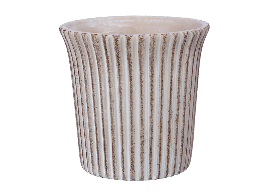VASO CEM. C/STRISCE D15 H15CM. CREMA