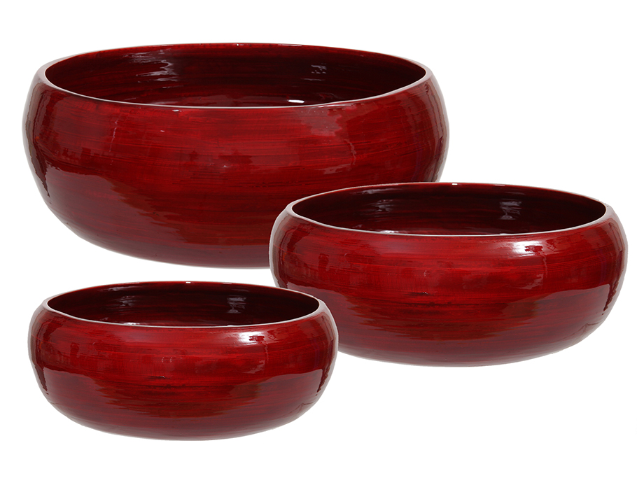 CIOTOLA BAMBOO S/3PZ. D17-21-25CM. ROSSO