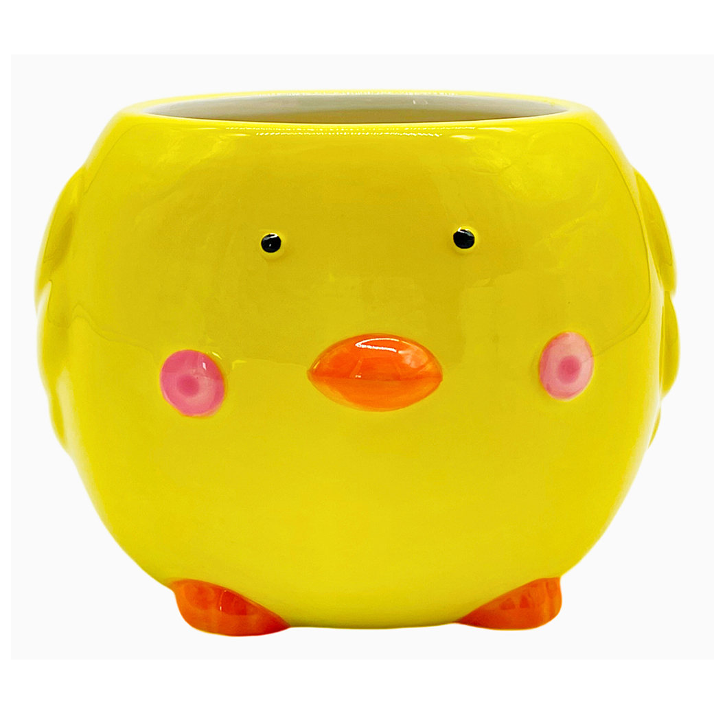 VASO PULCINO CERAMICA D13 H10CM. 3PZ. GIALLO