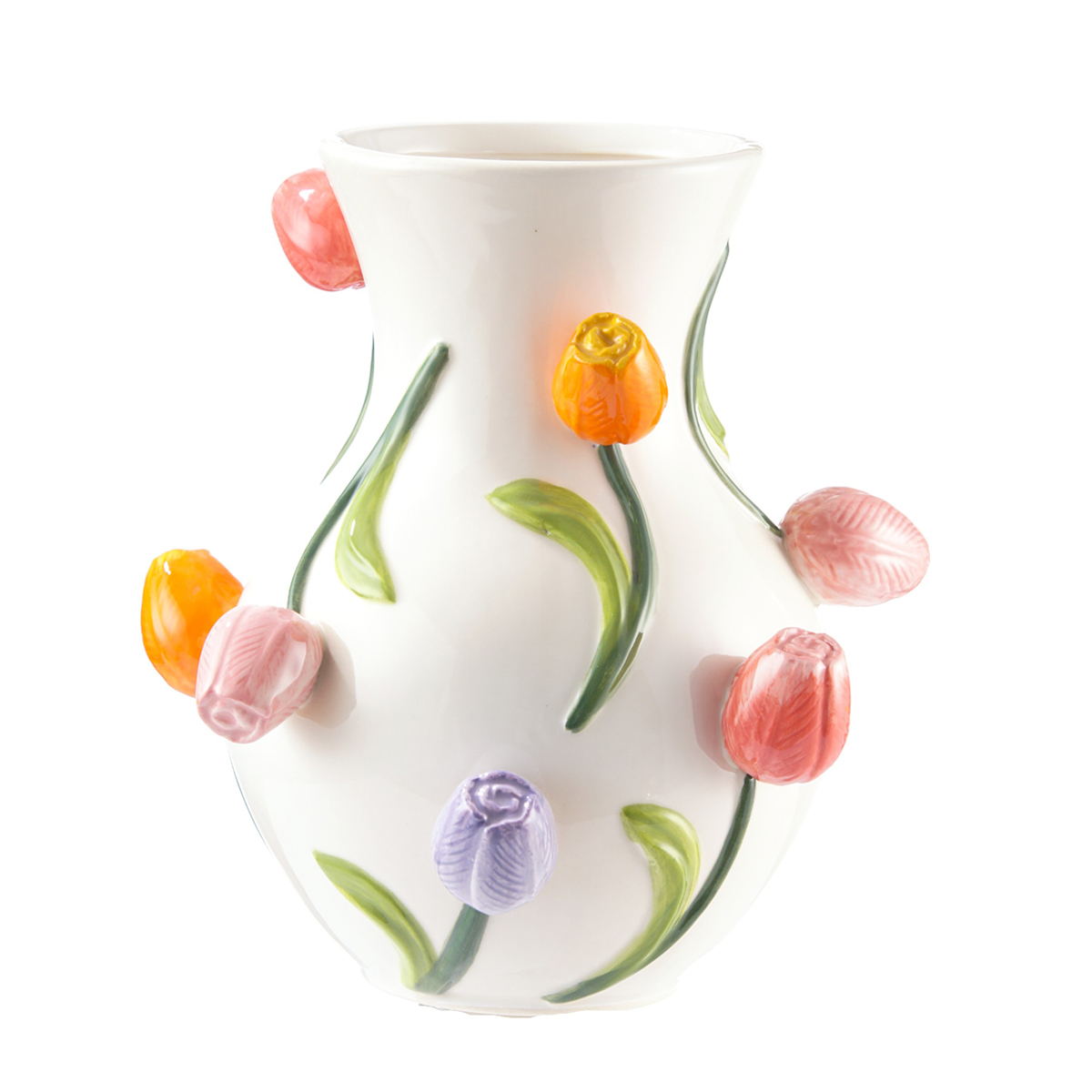 VASO CERAM. C/TULIPANI IN RILIEVO D23,2X20 H25CM.