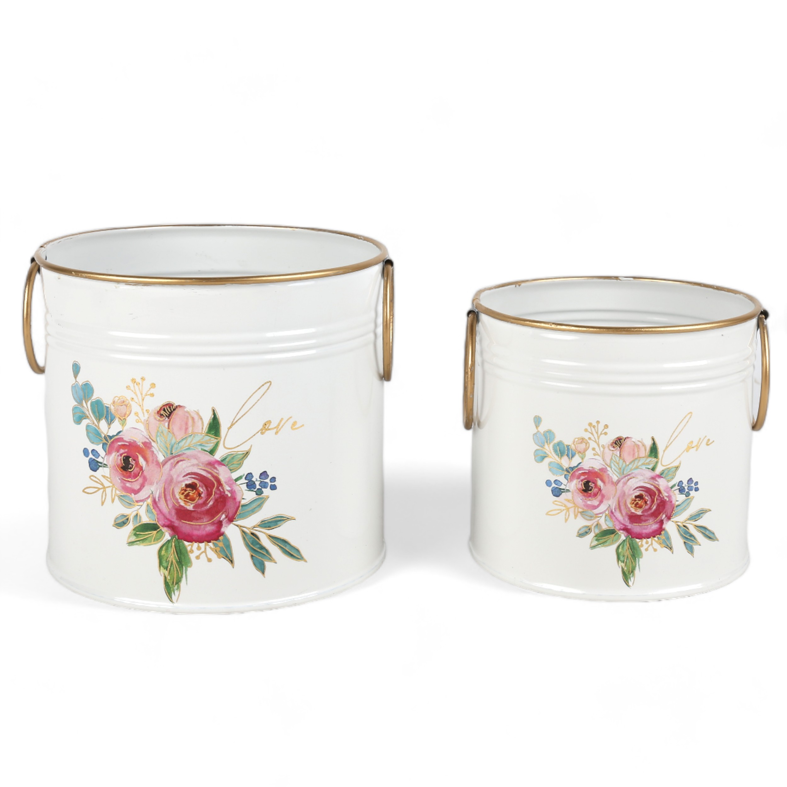 VASI LATTA FLOREALE S/2PZ. D11-13,5 H10,5-12,5CM.