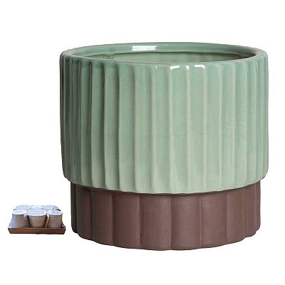 VASO TONDO CERAM. D20 H17CM. 4PZ. SALVIA