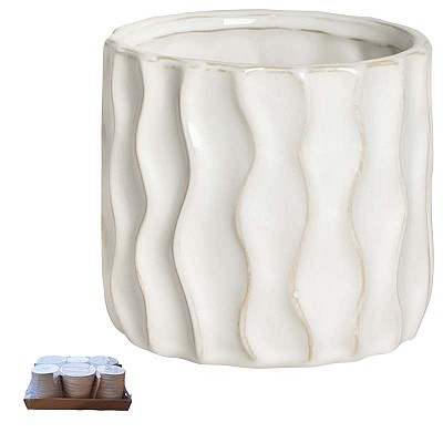 VASO CERAM. ONDE D15 H13CM. 6PZ. BIANCO