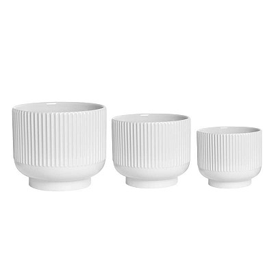VASO CERAM.S/3PZ. D14-17-20,5 H11,5-14-16,5CM. BIANCO