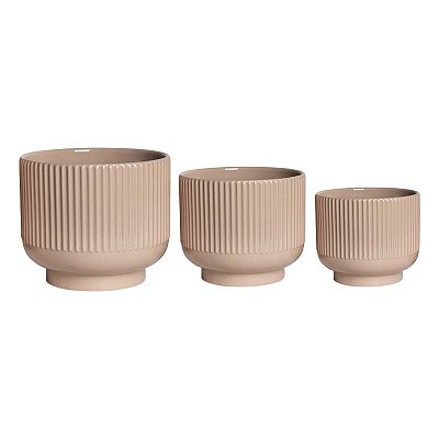 VASO CERAM.S/3PZ. D14-17-20,5 H11,5-14-16,5CM. ECRU'