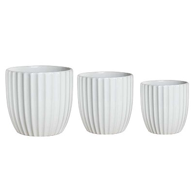 VASO CERAM.S/3PZ. D14-16,5-19 H14-16,5-18CM. BIANCO