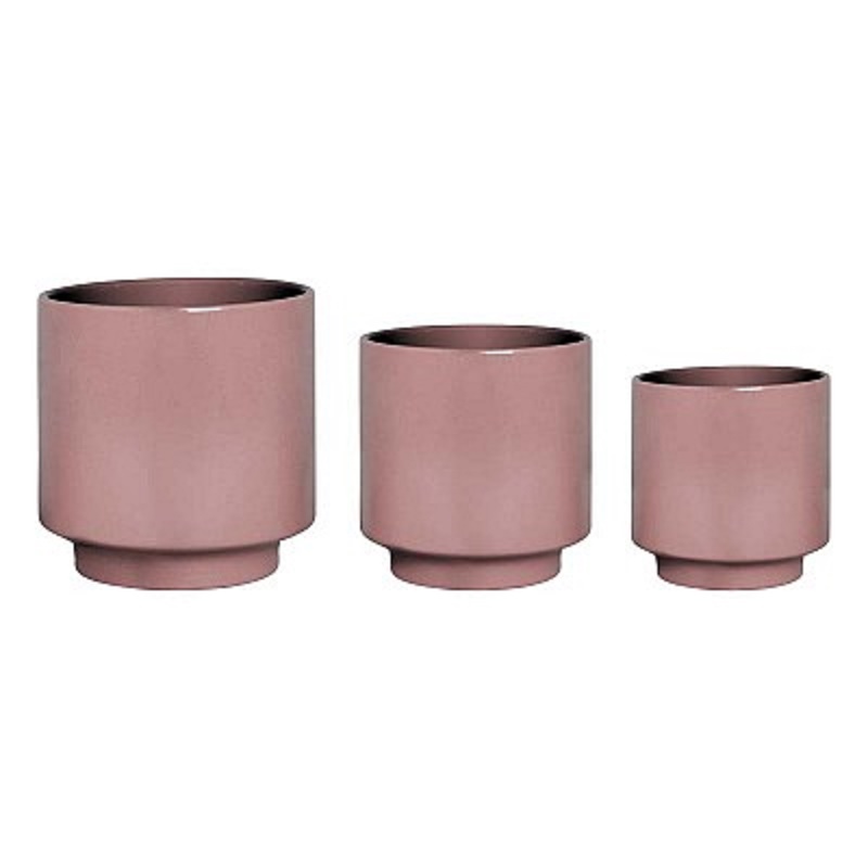 VASO CER.S/3PZ. D11,5-14-17 H11,5-14-17CM. ROSA ANT.