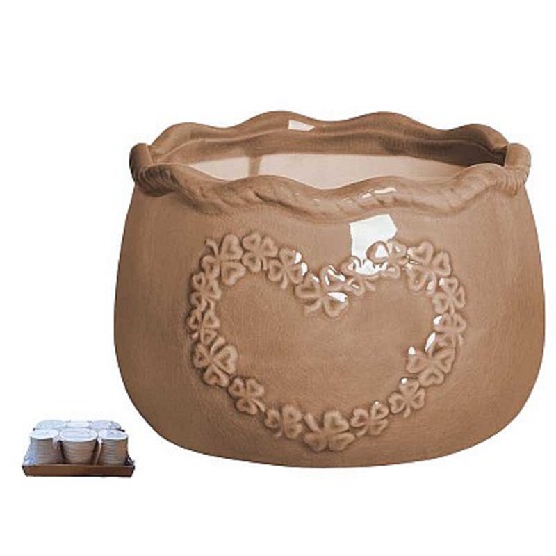VASO CER.CUORE RILIEVO D16 H11CM. 6PZ.3COL.ASS.