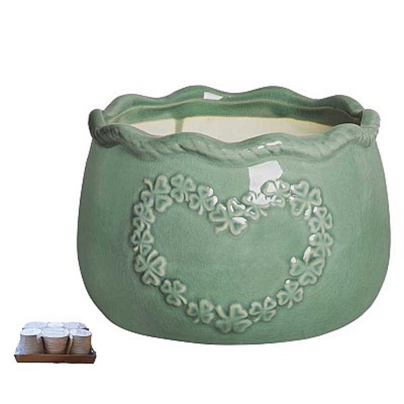 VASO CER.CUORE RILIEVO D16 H11CM. 6PZ.2COL.ASS.