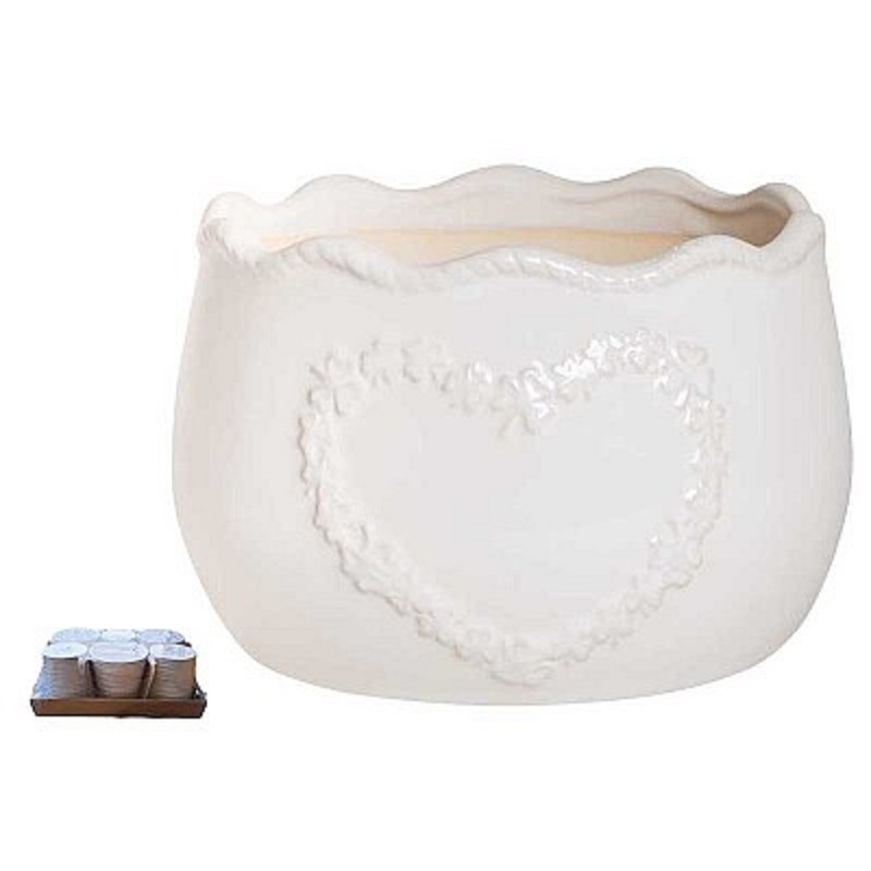 VASO CER.CUORE RILIEVO D20 H13,5CM. 4PZ.COL.ASS.