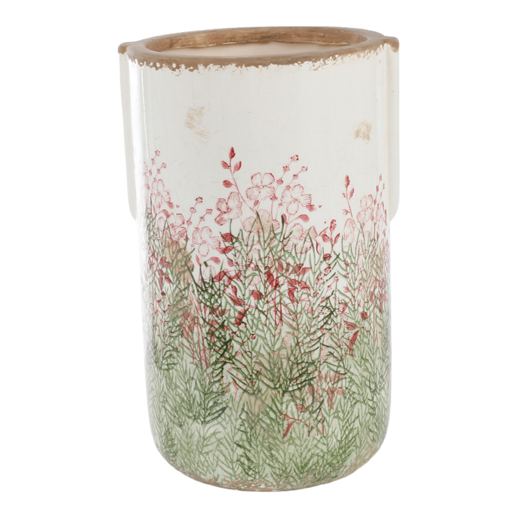 VASO CERAM. DECORO FIORI D17 H30CM.