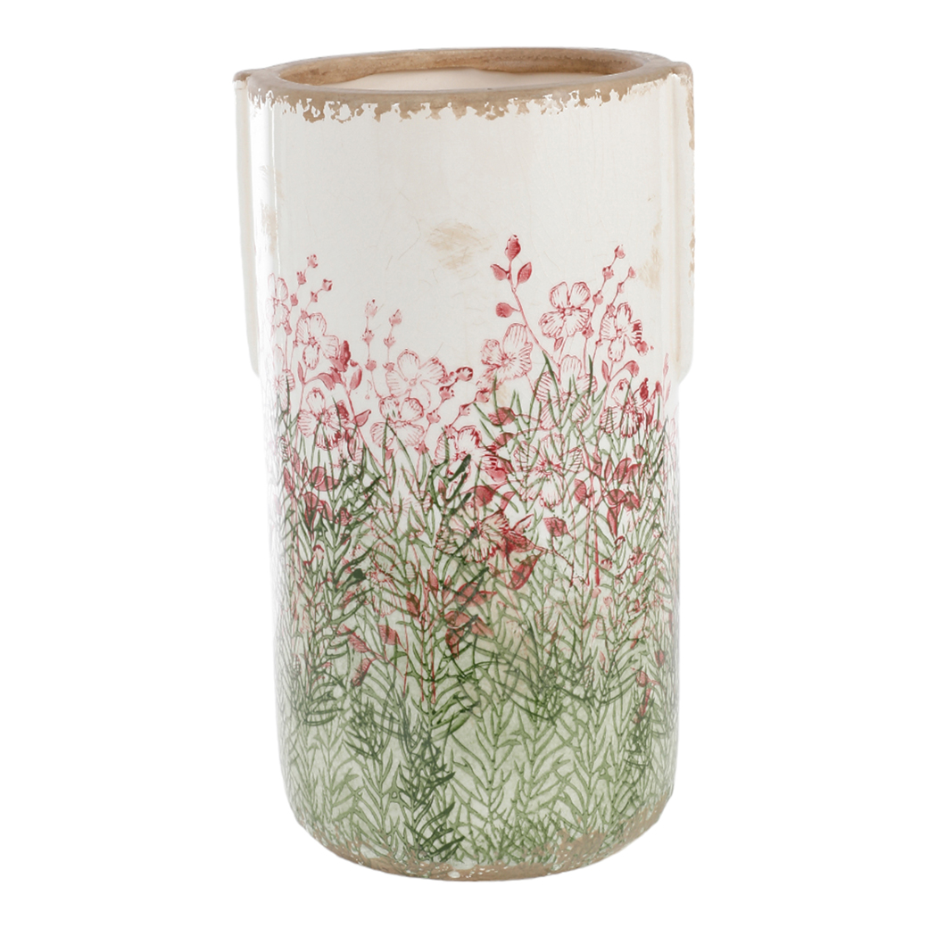 VASO CERAM. DECORO FIORI D14,5 H27CM.