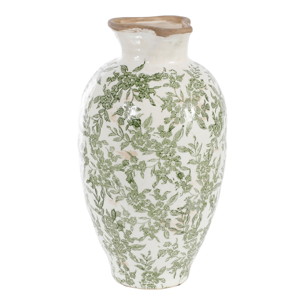 VASO CERAM. DECORO FIORI D18 H31CM.