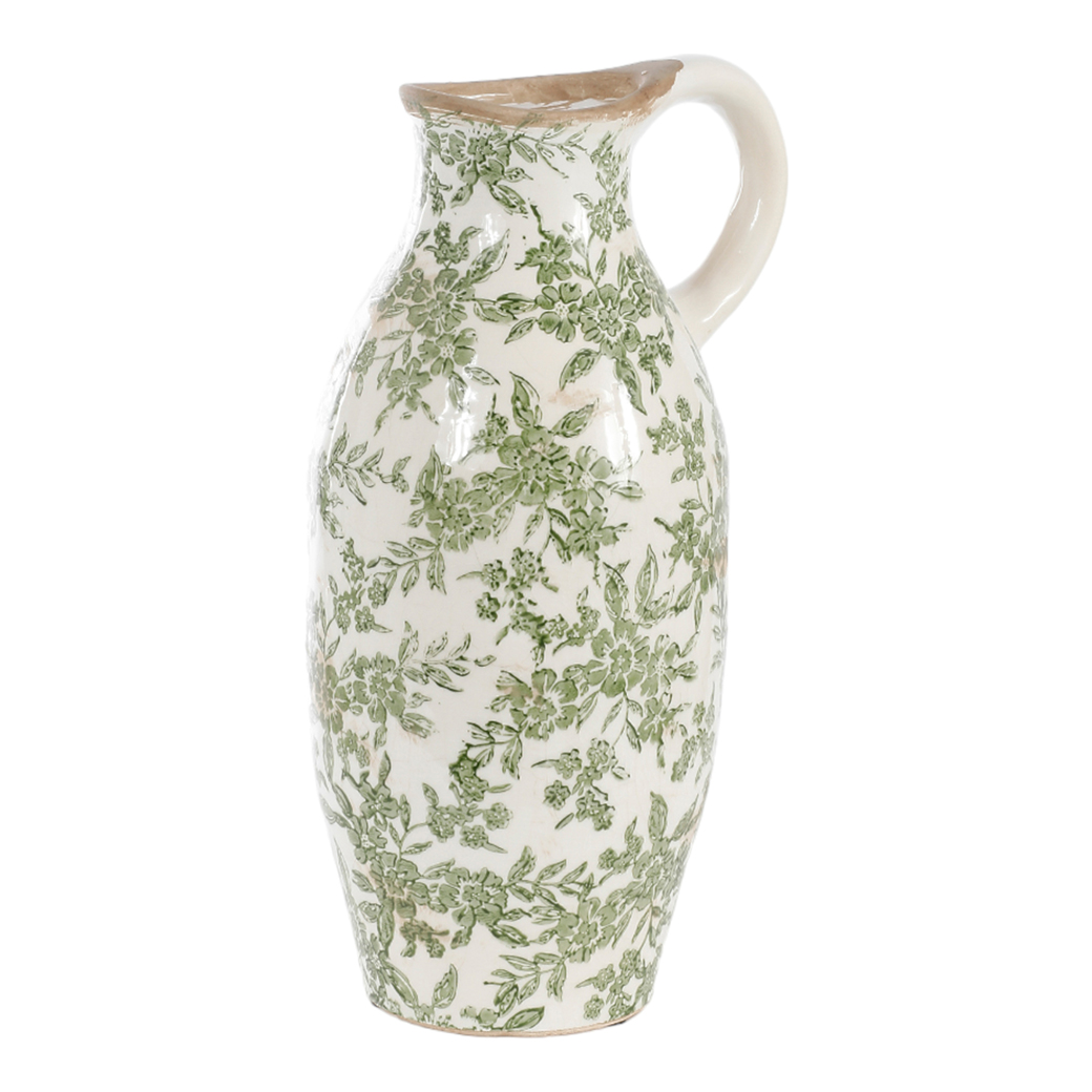 VASO CERAM. DECORO FIORI D14,5 H33CM.