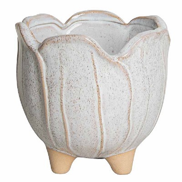 VASO CERAM. PETALI D14,6 H14,4CM. BIANCO