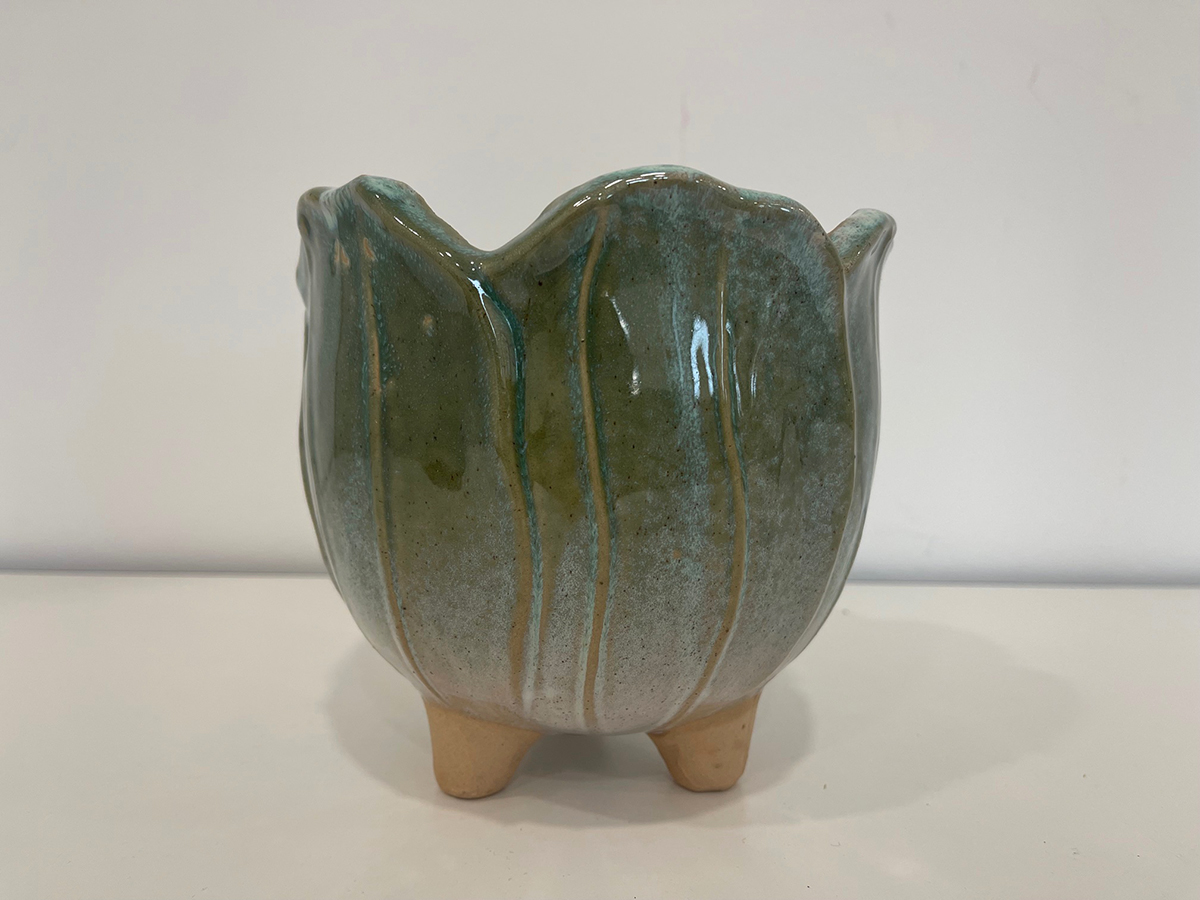 VASO CERAM. PETALI D14,6 H14,4CM. VERDE