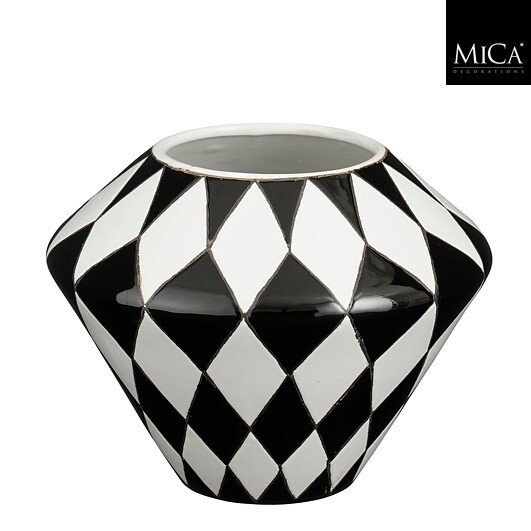 VASO ROMBI BLACK AND WHITE D.27 H21,5CM.