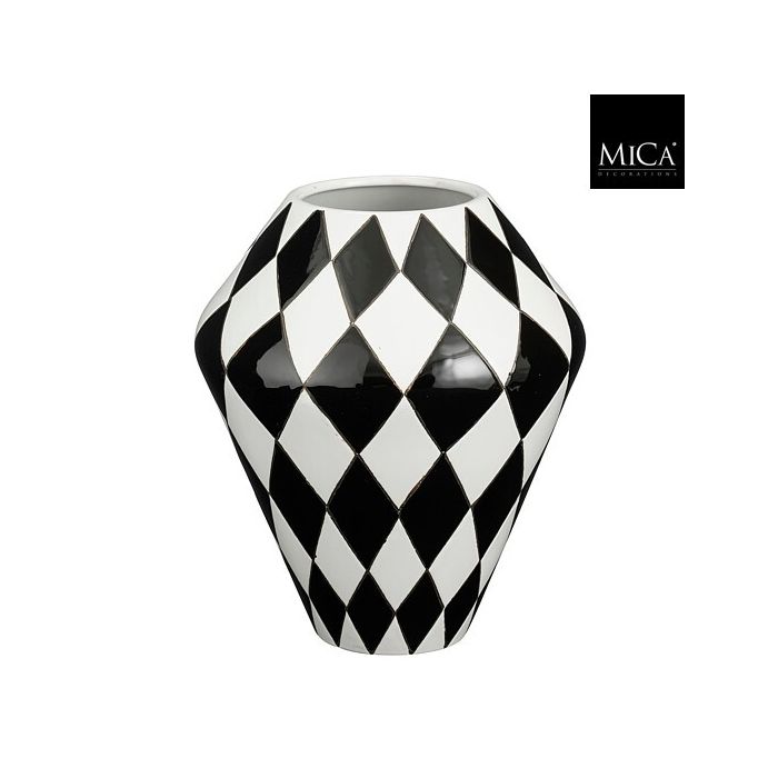 VASO ROMBI BLACK AND WHITE D.27 H32CM.