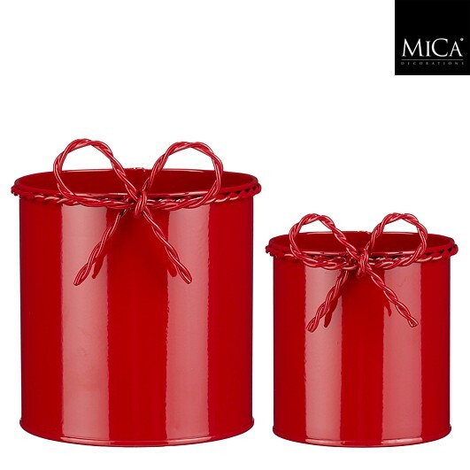 VASO LATTA C/FIOCCO S/2PZ. D10-13 H10-13CM. ROSSO
