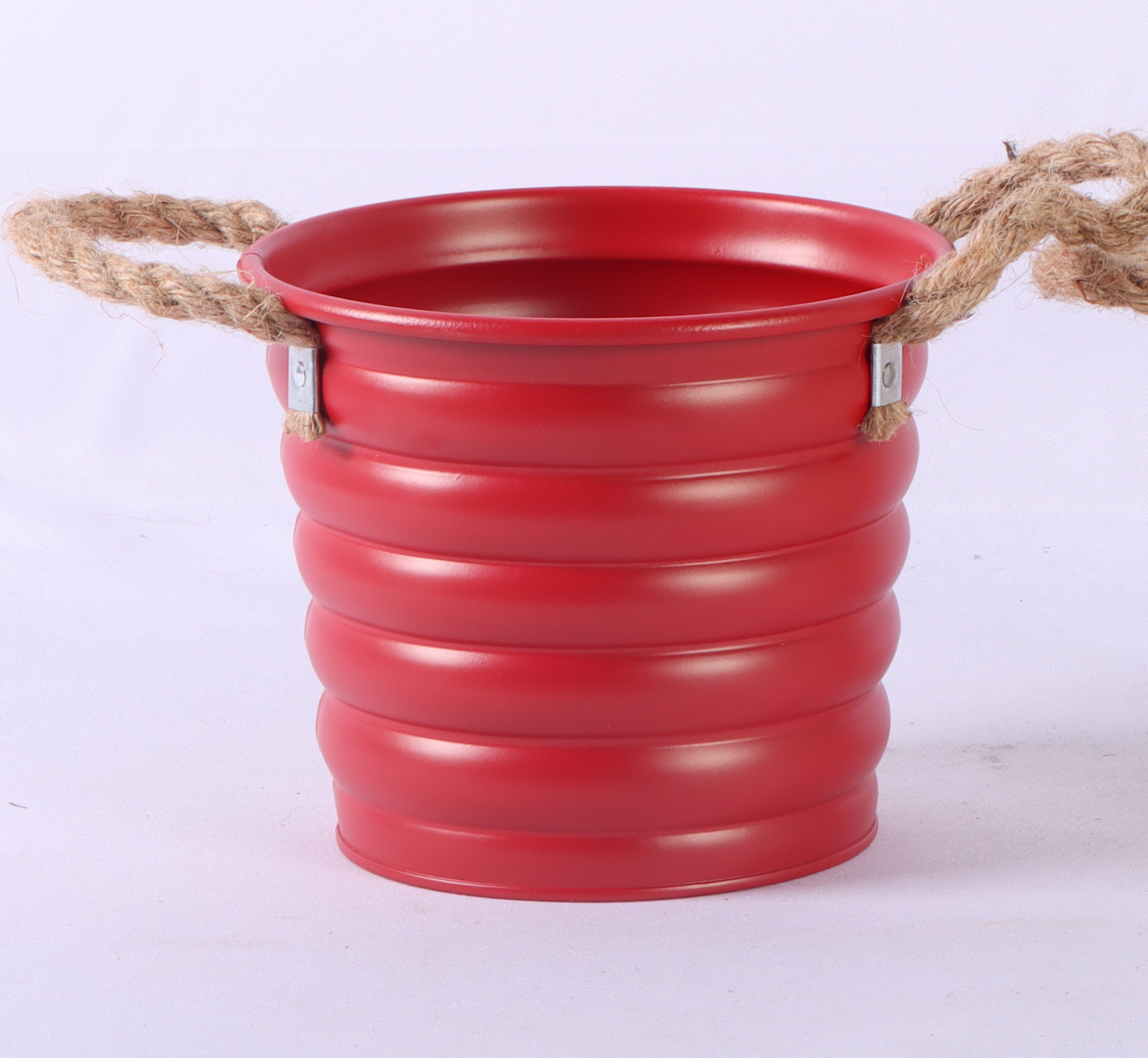 VASO LATTA C/MAN CORDA D12,5 H13,5CM. ROSSO