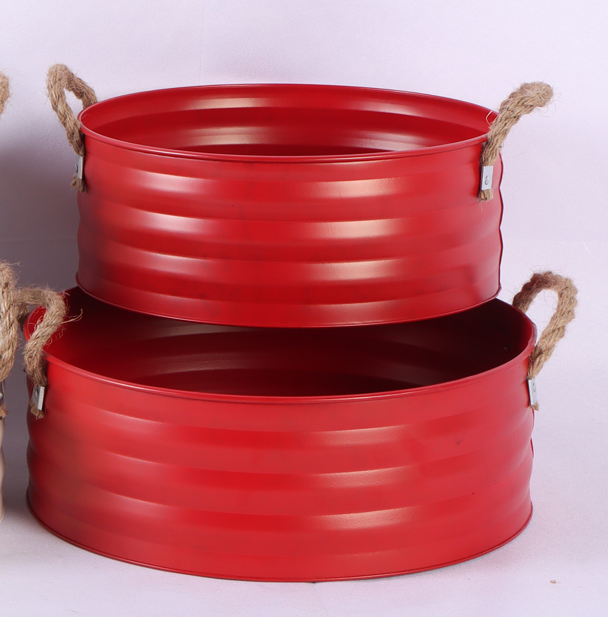 VASO LATTA S/2PZ.C/MAN CORDA D28-32,5 H10,5-11CM. ROSSO